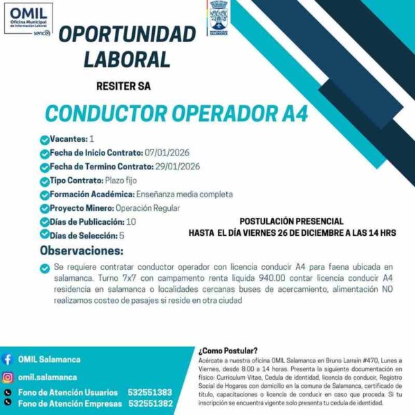 Conductor Operador A4