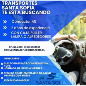 Transportes Santa Sofia busca Conductor A5