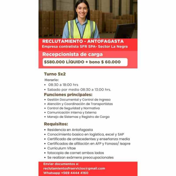 Recepcionista de carga - Antofagasta