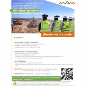 Minera Escondida: Operador/a Camión Cama Baja, Supervisor/a de Operaciones y Planificador/a
