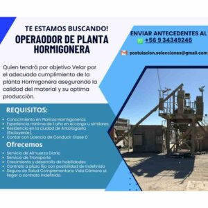 Operador de Planta Hormigonera