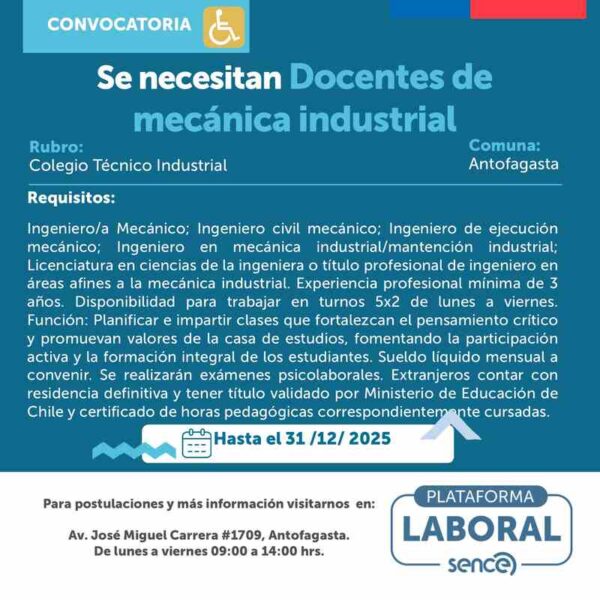 Docentes de Mecánica Industrial - Antofagasta