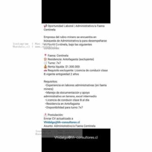 Administrativo/a Faena Centinela