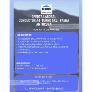 Conductor A4 5x2 Faena Minera