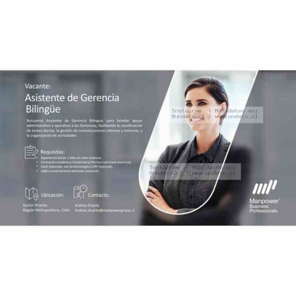 Asistente de Gerencia Bilingüe - Sector Oriente