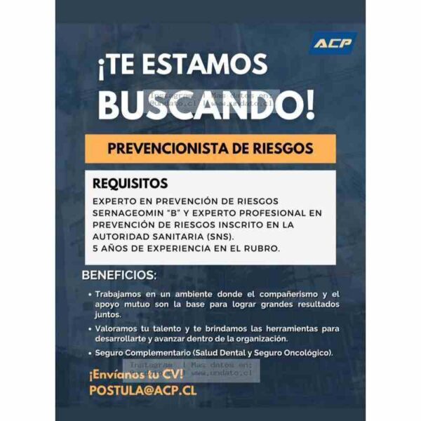 Prevencionista de Riesgos SERNAGEOMIN B