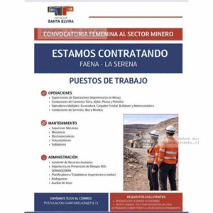 Convocatoria Femenina Sector Minero – La Serena