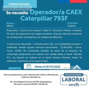 Operador CAEX para Minera Ministro Hales
