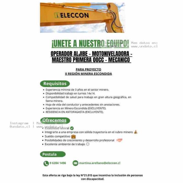 Trabajos Minería II Región Escondida