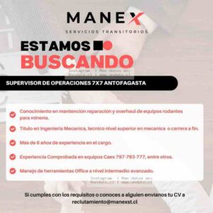 Supervisor de Operaciones 7x7 para Antofagasta