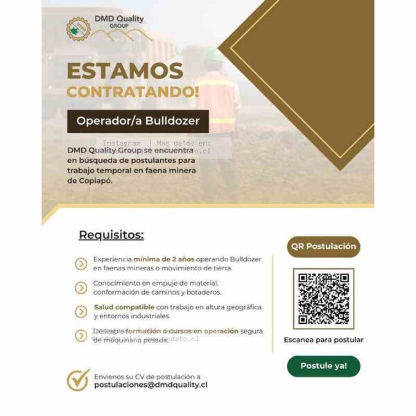 Operador/a Bulldozer para Minería en Copiapó