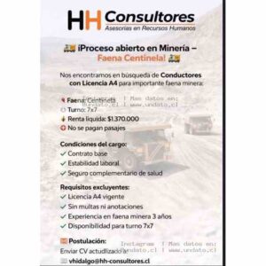 Conductores A4 para Faena Centinela