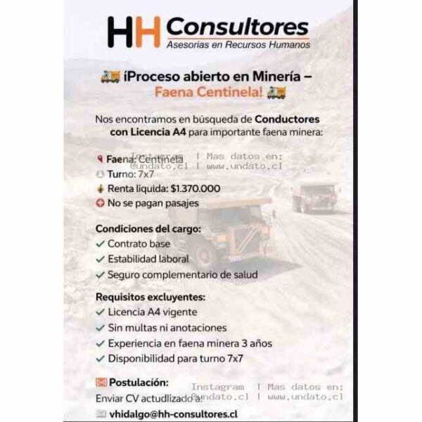 Conductores A4 para Faena Centinela