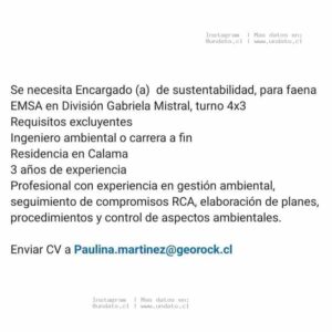 Encargado de Sustentabilidad para Faena EMSA