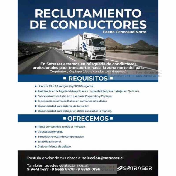 Conductores ruta norte Coquimbo Copiapó (4 manos)