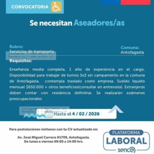 Aseadores/as Antofagasta 5x2