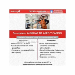 Auxiliar de Aseo y Casino Minería