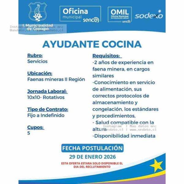 Ayudante de Cocina Minera II Región