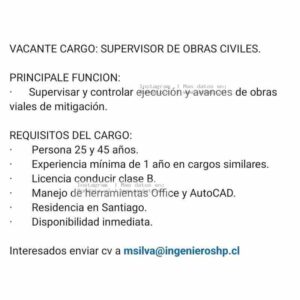 Supervisor de Obras Civiles