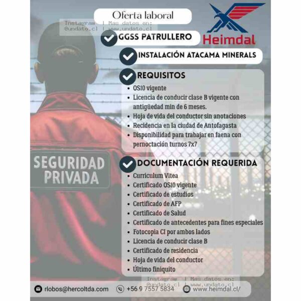 Guardia de Seguridad Privada 7x7 Antofagasta
