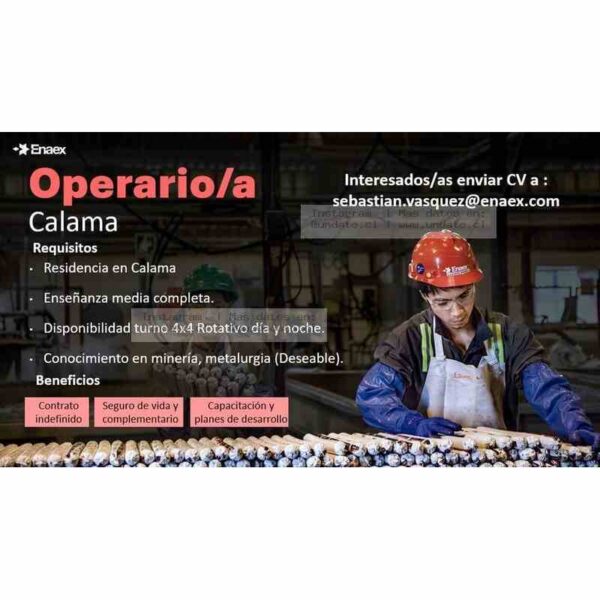 Operario/a Calama 4x4 Enaex