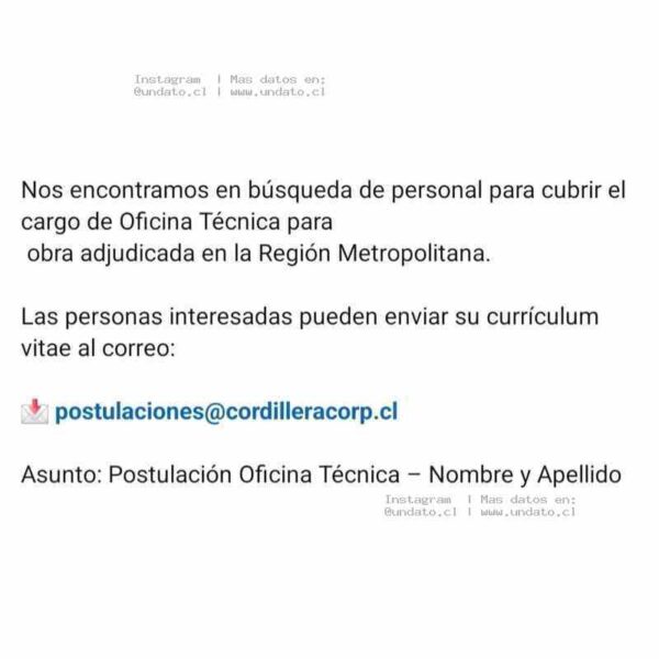 Oficina Técnica - Obra en Región Metropolitana