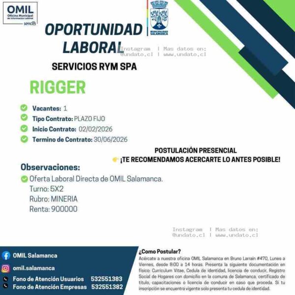 Vacante minera con contrato plazo fijo en Salamanca