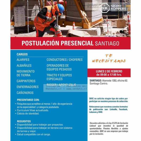 Postulación presencial Santiago — Construcción