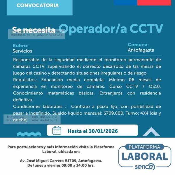 Operador/a CCTV - Antofagasta