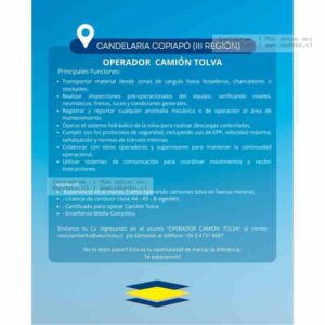 Operador Camión Tolva - Candelaria Copiapó