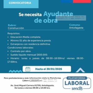 Ayudante de Obra - Construcción en Antofagasta