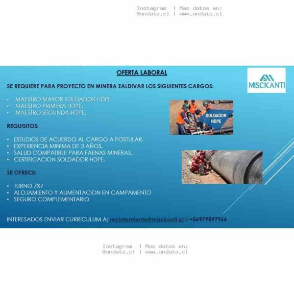 Maestros HDPE para Minera Zaldivar