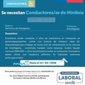 Conductor/a de minibús en Antofagasta