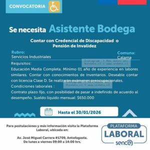 Asistente Bodega Calama