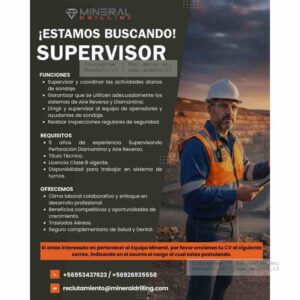 Supervisor de Perforación Diamantina y Aire Reverso - Mineral Drilling