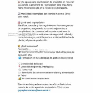 Ingeniero/a de Planificación Minería – Antofagasta
