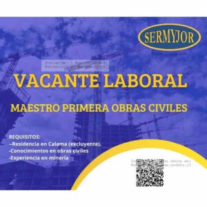 Maestro Primera Obras Civiles – Calama
