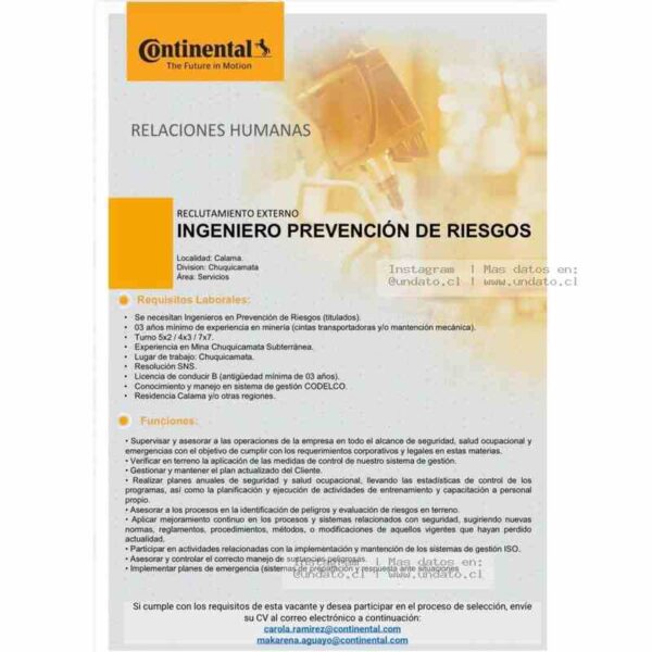 Ingeniero de Prevención de Riesgos Minería