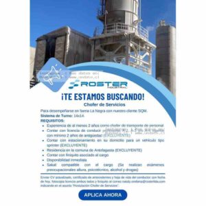 Chofer de Servicios para La Negra (SQM) 14x14