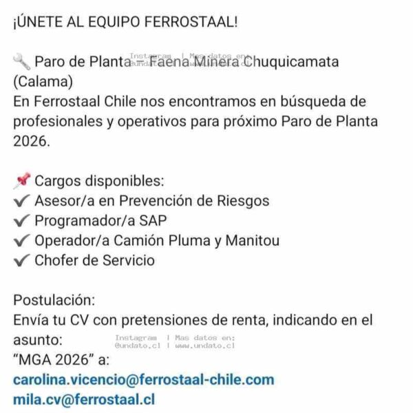 Paro de Planta 2026 – Ferrostaal Chile
