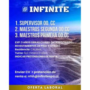Oferta Laboral: Supervisor y Maestros – El Abra, Calama