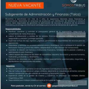 Subgerente Administración y Finanzas Talca