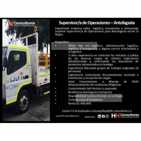 Supervisor de Operaciones Antofagasta