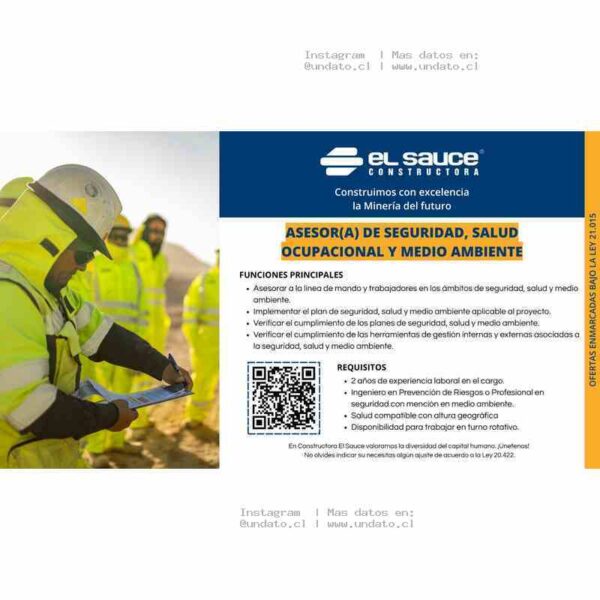 Asesor de Seguridad, Salud Ocupacional y Medio Ambiente