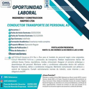 Conductor de Transporte de Personal A3 - Minería
