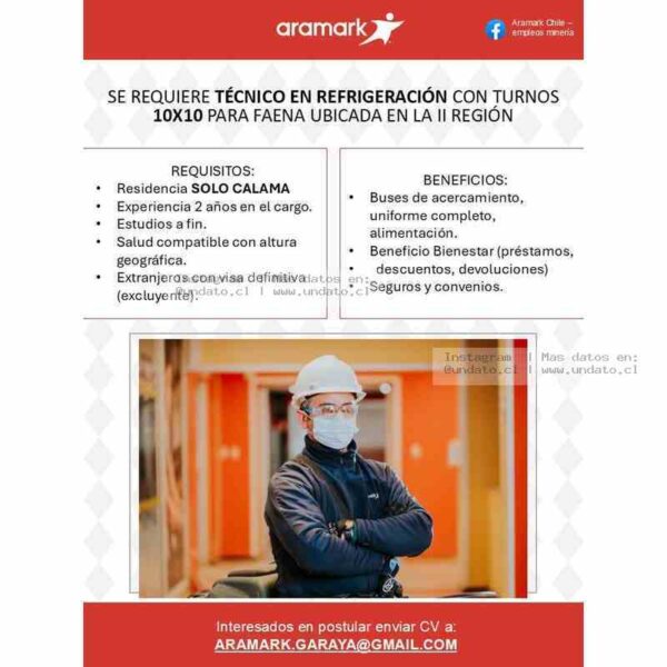 Técnico en Refrigeración Turnos 10x10 Calama