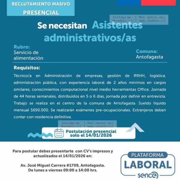 Asistentes administrativos Antofagasta