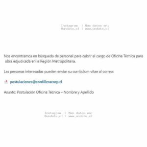 Oficina Técnica para Obra – Región Metropolitana