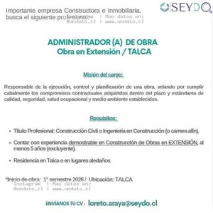 Administrador de Obra Extensión Talca