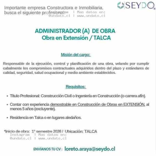 Administrador de Obra Extensión Talca